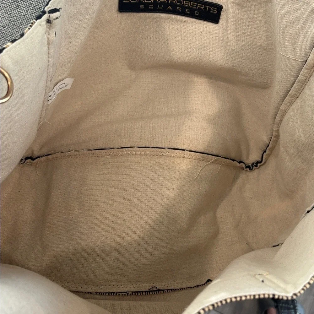 Sondra Roberts squared Black and Cream Tote, neutral, fall handbag/purse